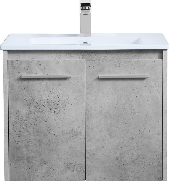 Bathroom Floating Vanity Sink Single Concrete Gray Brushed Nickel Silver-Image 1