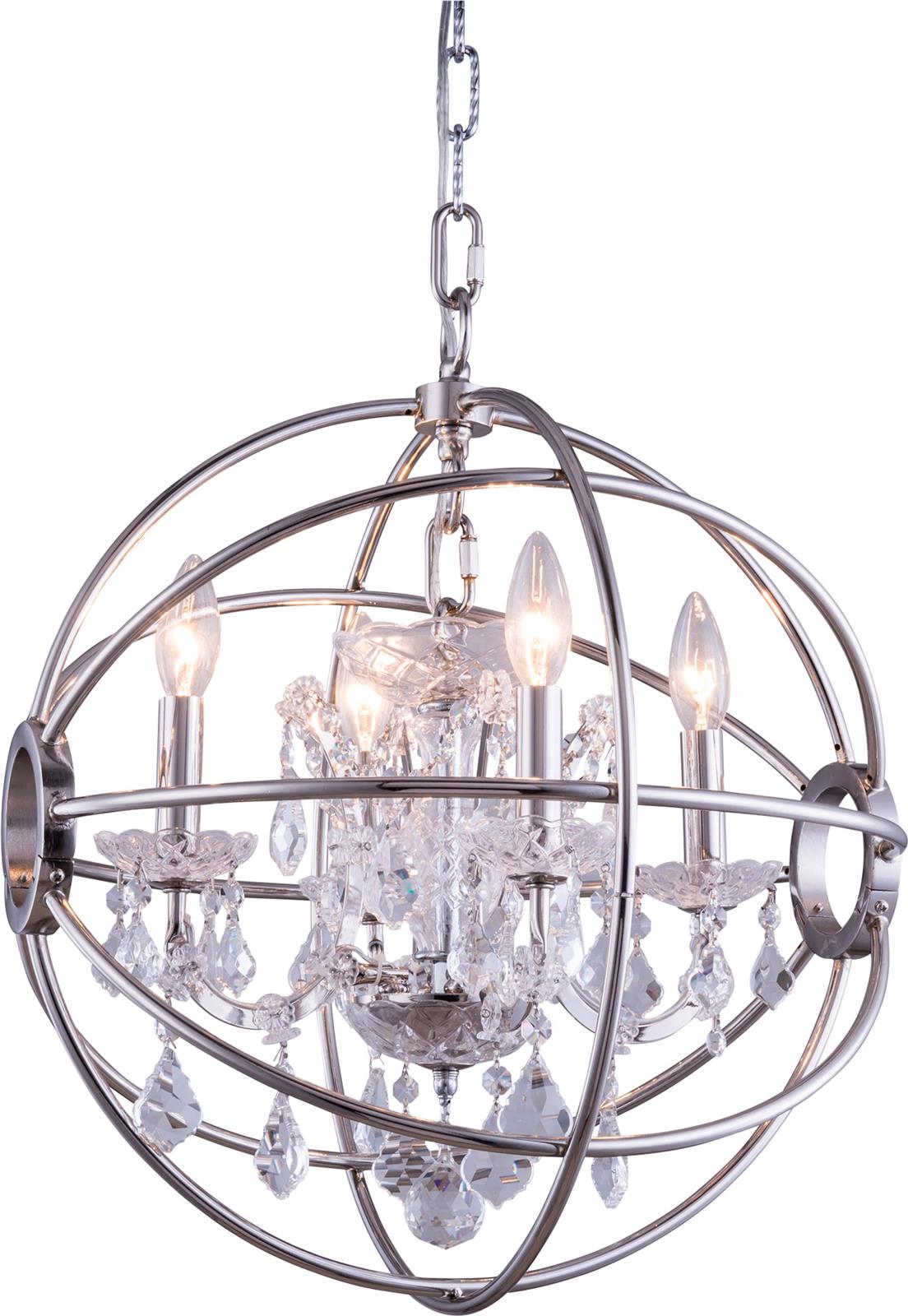 Pendant Lamp GENEVA 4-Light Polished Nickel Golden Teak Smoky Crystal Gold-Image 1