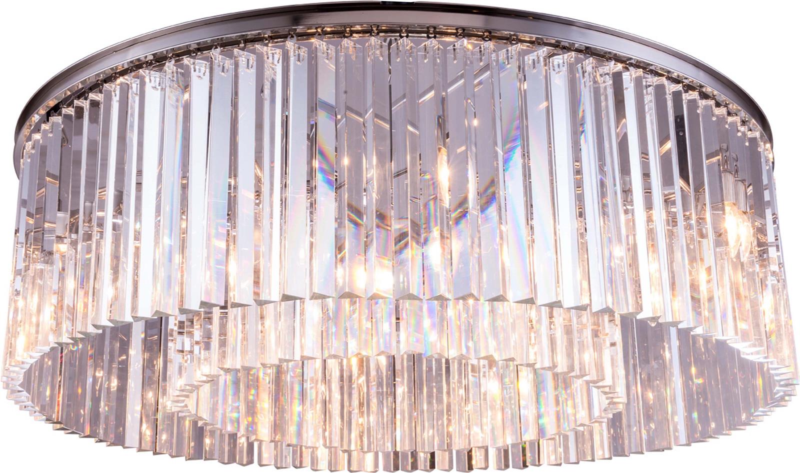 Flush-Mount Light SYDNEY 10-Light Polished Nickel Golden Teak Smoky Crystal-Image 1