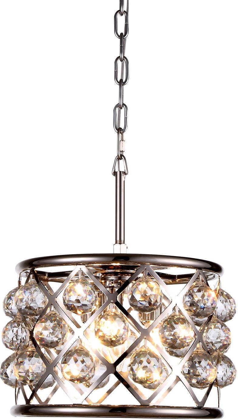 Pendant Light MADISON 3-Light Clear Crystal Mocha Brown Glass Polished Nickel-Image 1