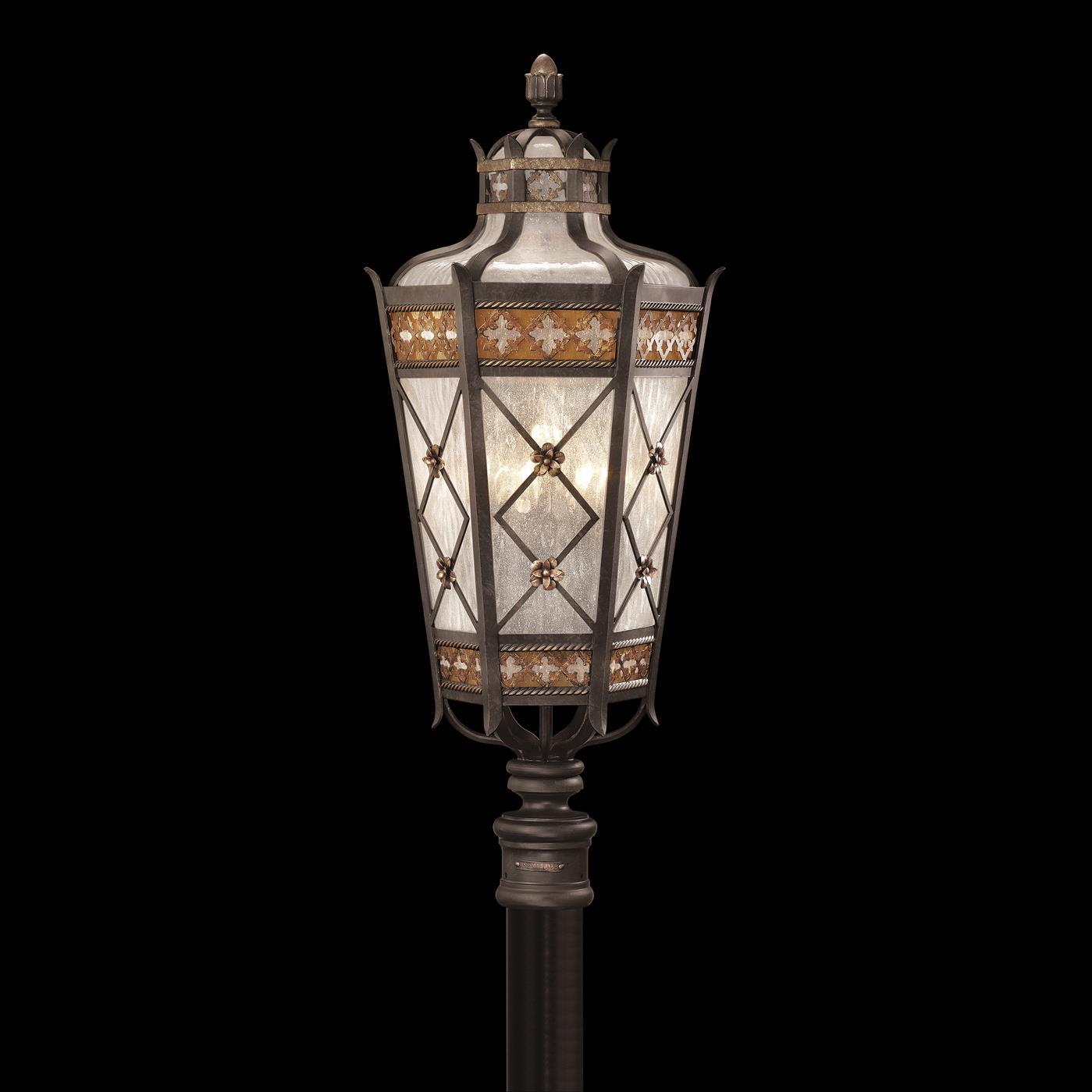 Post Light CHATEAU Outdoor 5-Light Gold Accents Umber Patina Antiqued Polished-Image 1