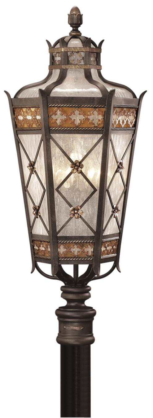 Post Light CHATEAU Outdoor 5-Light Gold Accents Umber Patina Antiqued Polished-Image 2