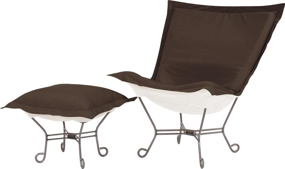 Pouf Chair HOWARD ELLIOTT Chocolate Brown Seascape Sunbrella Acrylic Out-Image 1