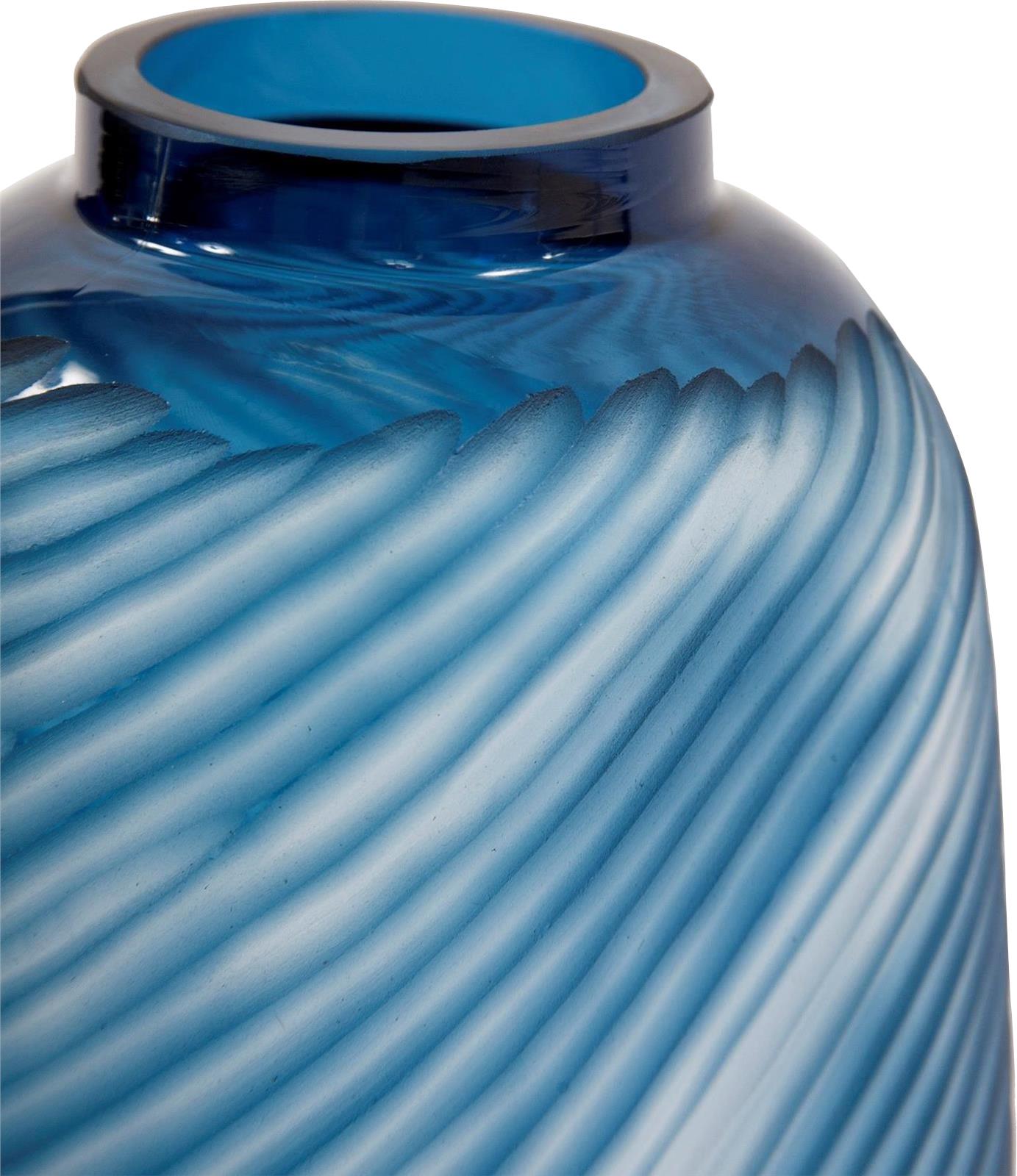 Vase HOWARD ELLIOTT Tall Striped Blue Stripe Hand-Blown Glass-Image 3