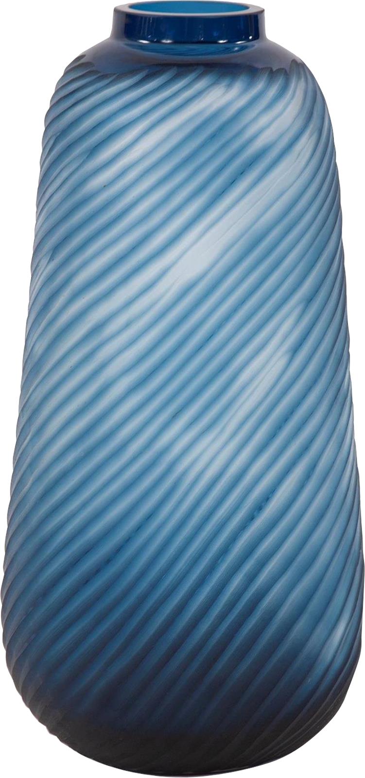 Vase HOWARD ELLIOTT Tall Striped Blue Stripe Hand-Blown Glass-Image 6