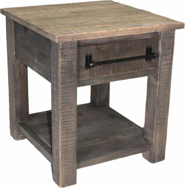 Side Table Natural Reclaimed Oak Pine 1 -Drawer-Image 1