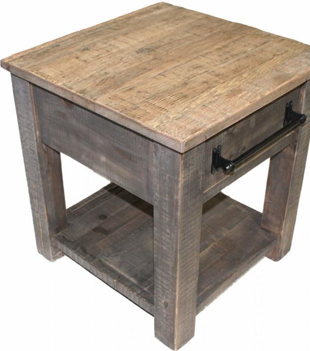 Side Table Natural Reclaimed Oak Pine 1 -Drawer-Image 2
