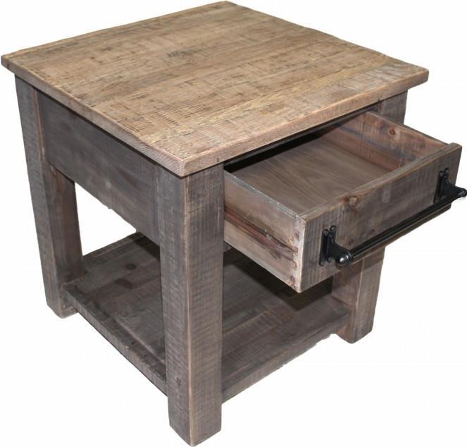 Side Table Natural Reclaimed Oak Pine 1 -Drawer-Image 3