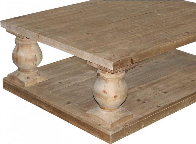 Coffee Table Cocktail Column Natural Pine-Image 2