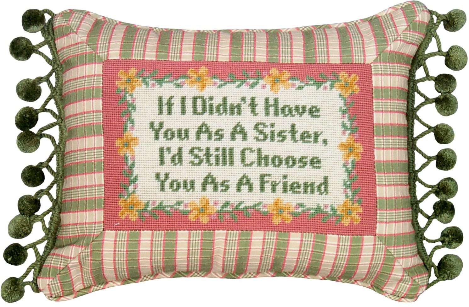Throw Pillow If I Didnt Have You 12x9 9x12 Olive Light Pink Green Poly Rayon-Image 1
