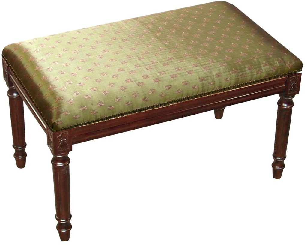 Bench Dragonfly Backless Olive Wood Stain Green Upholstery Cotton Poly Rayon-Image 1