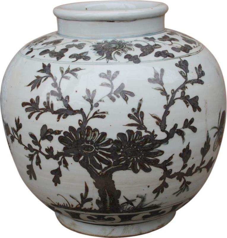 Jar Vase Yuan Dynasty Flower Floral Open Top Colors May Vary Blue White-Image 1