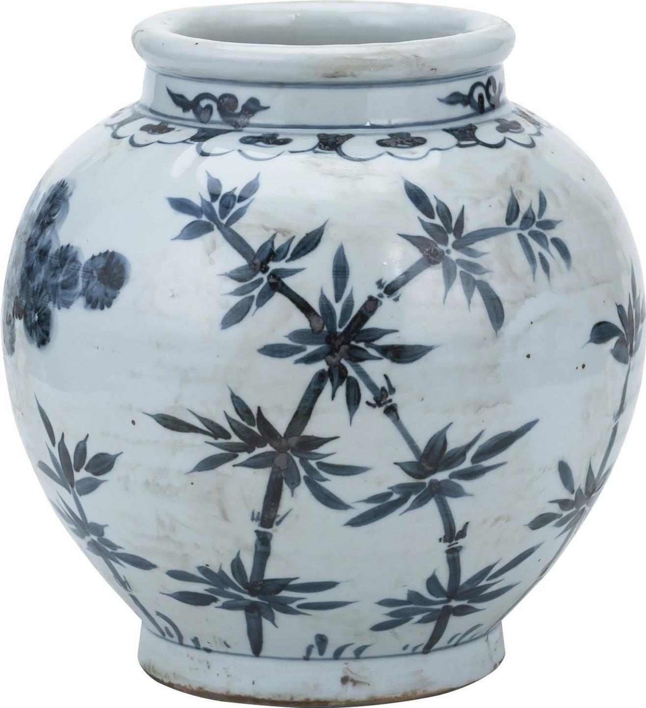 Jar Vase Pine Tree Small Blue White Ceramic Handmade Hand-Crafted-Image 2