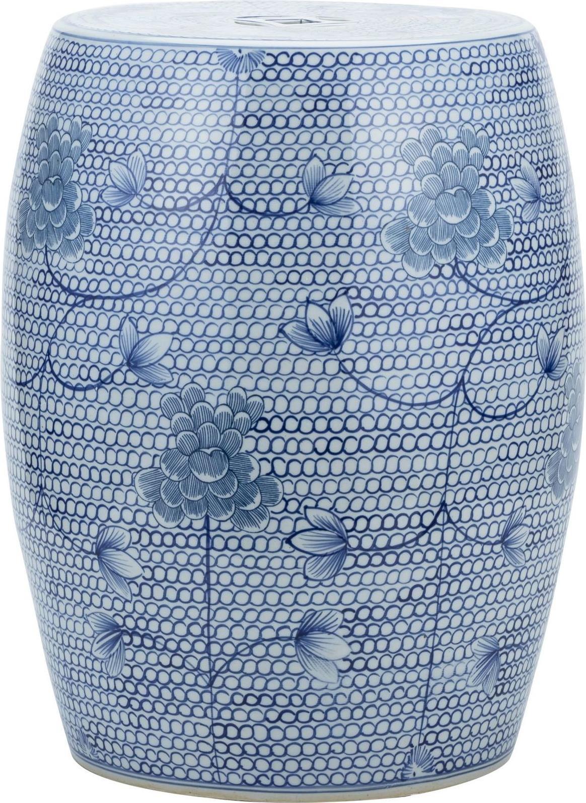 Garden Stool Chain Floral Backless Blue Porcelain Handmade Hand-Cra-Image 1