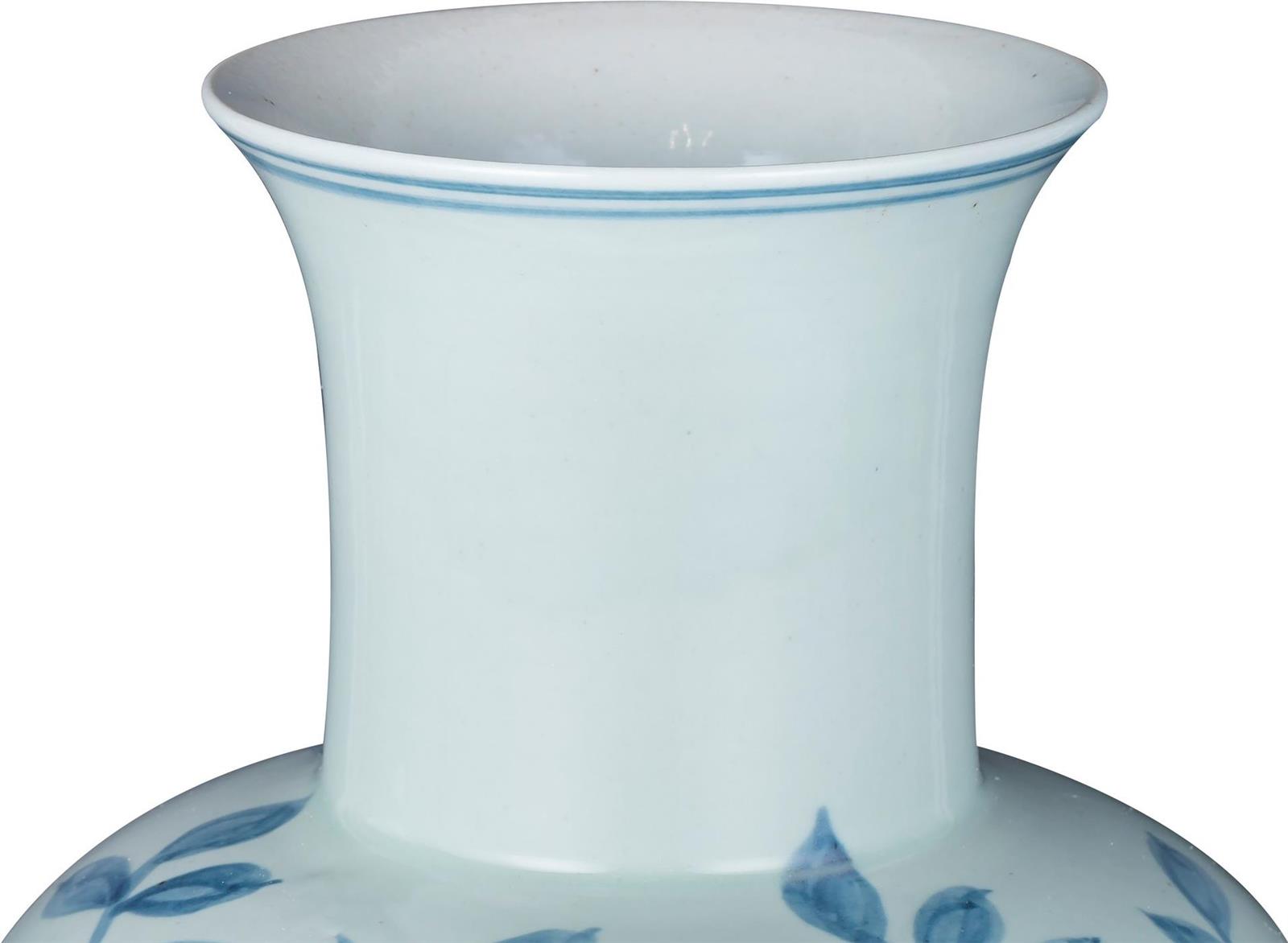 Vase Pheasant Flower Stool Blue White Ceramic Handmade Hand-Crafted-Image 2