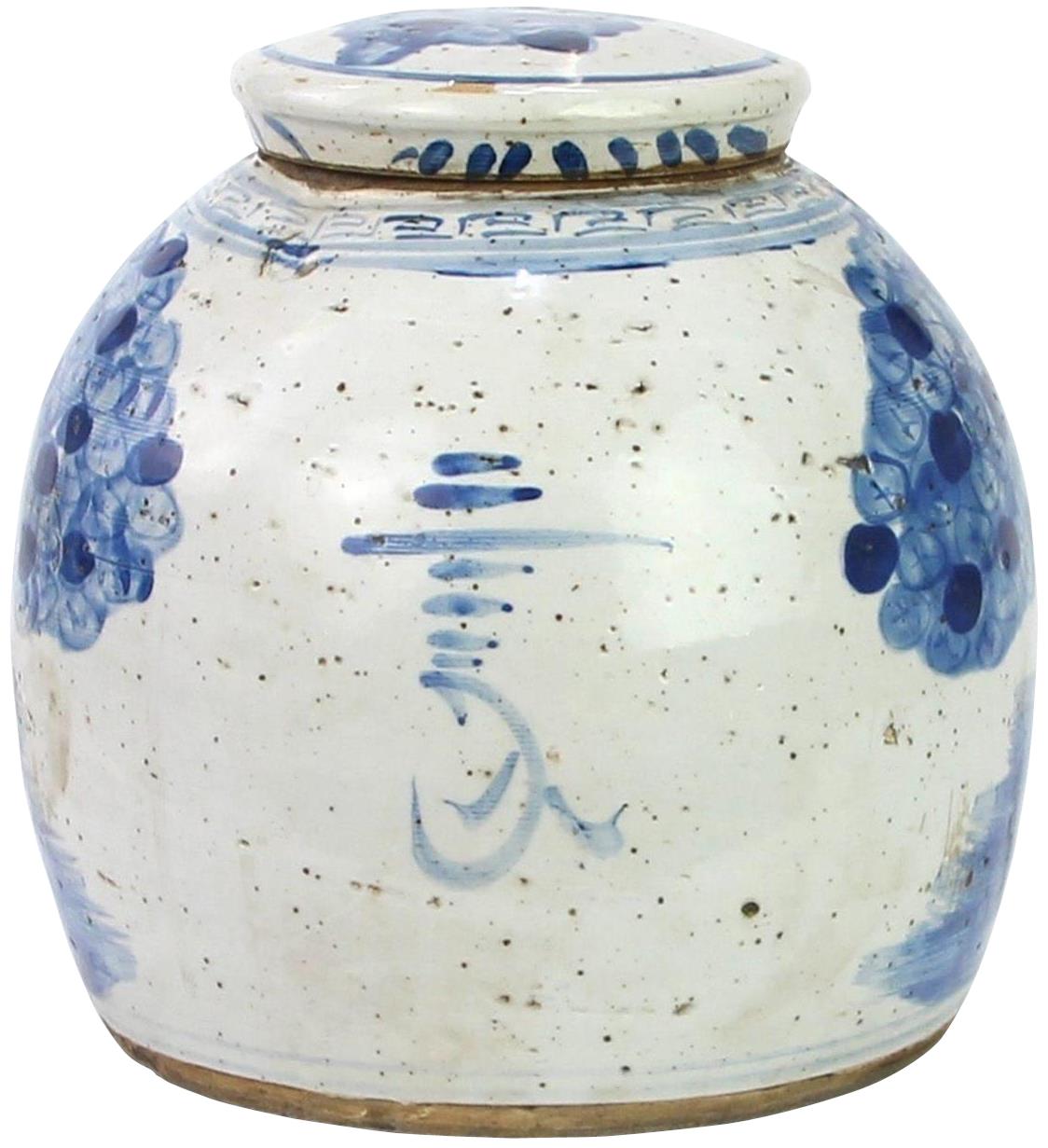 Jar Vase Vintage Ming Enchanted Children Small White Blue Ceramic-Image 1