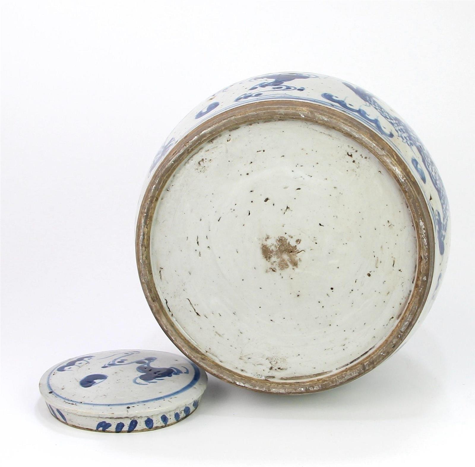 Jar Vase Vintage Ming Dragon Small Blue White Ceramic-Image 3