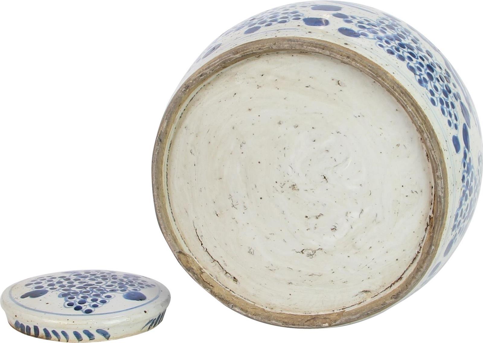 Jar Vase Vintage Ming Phoenix Small White Blue Ceramic-Image 3