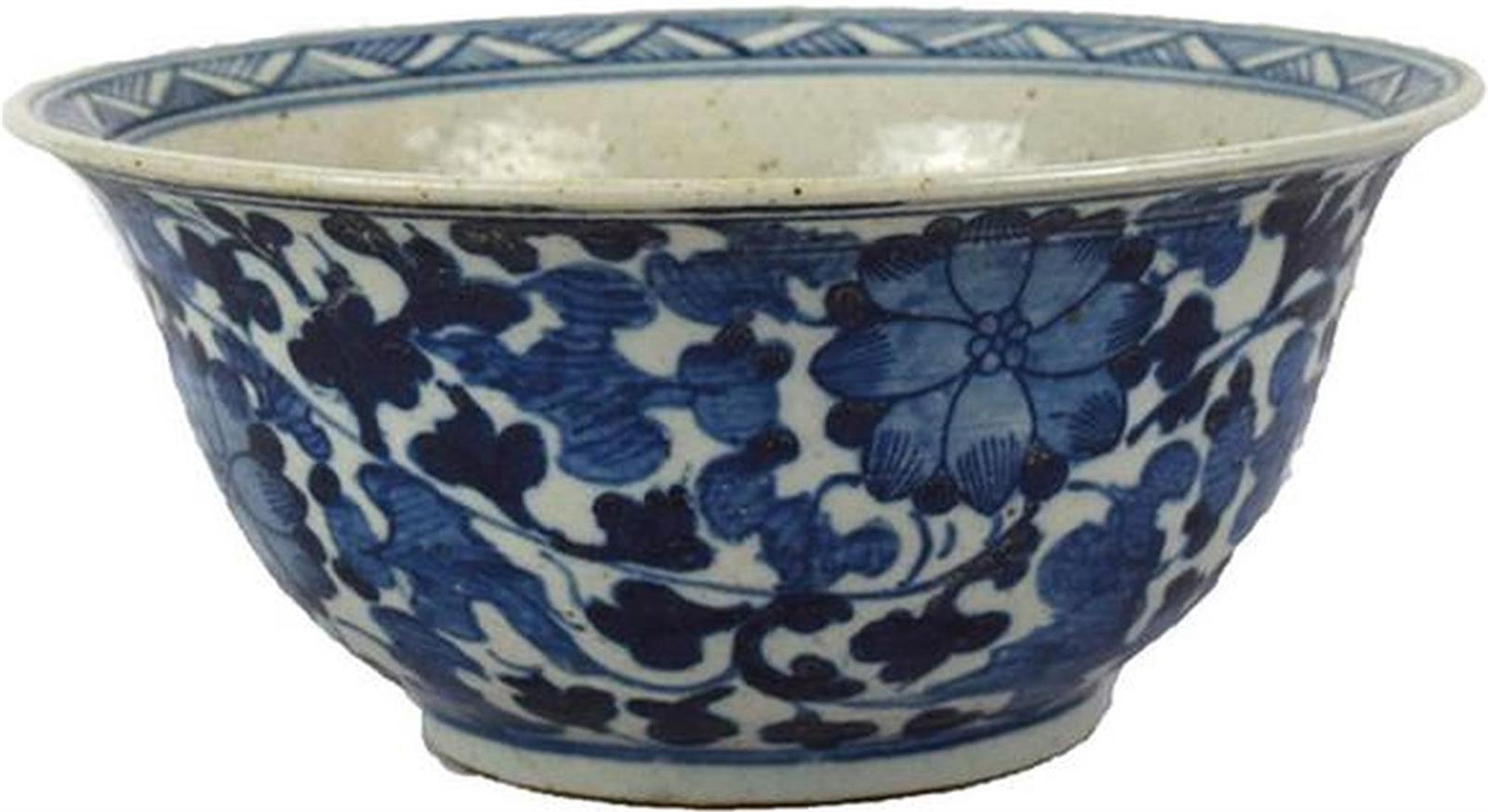 Bowl DYNASTY Flower and Vine Floral Ink Blue Ceramic-Image 1