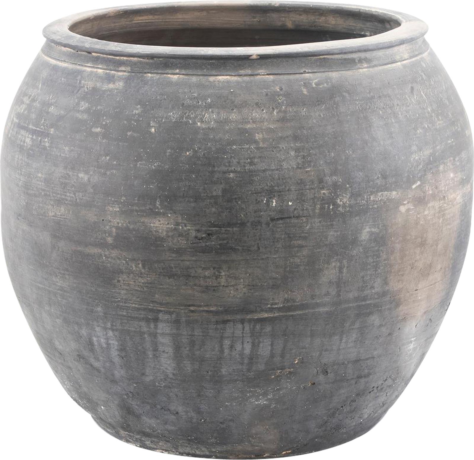 Water Jar Vase Vintage Large Gray Pottery Ceramic Handmade Hand-Cra-Image 3