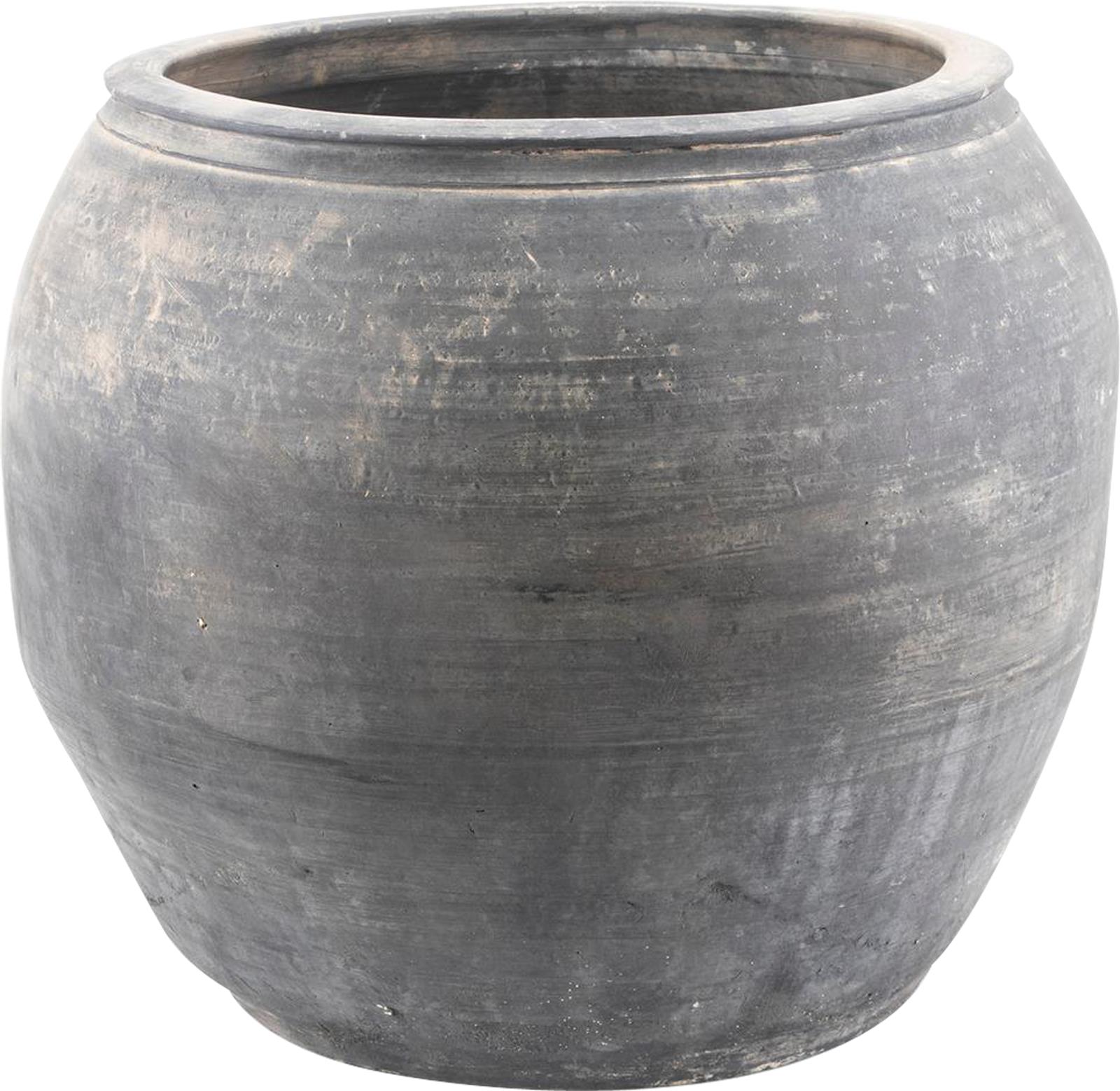 Water Jar Vase Vintage Large Gray Pottery Ceramic Handmade Hand-Cra-Image 4