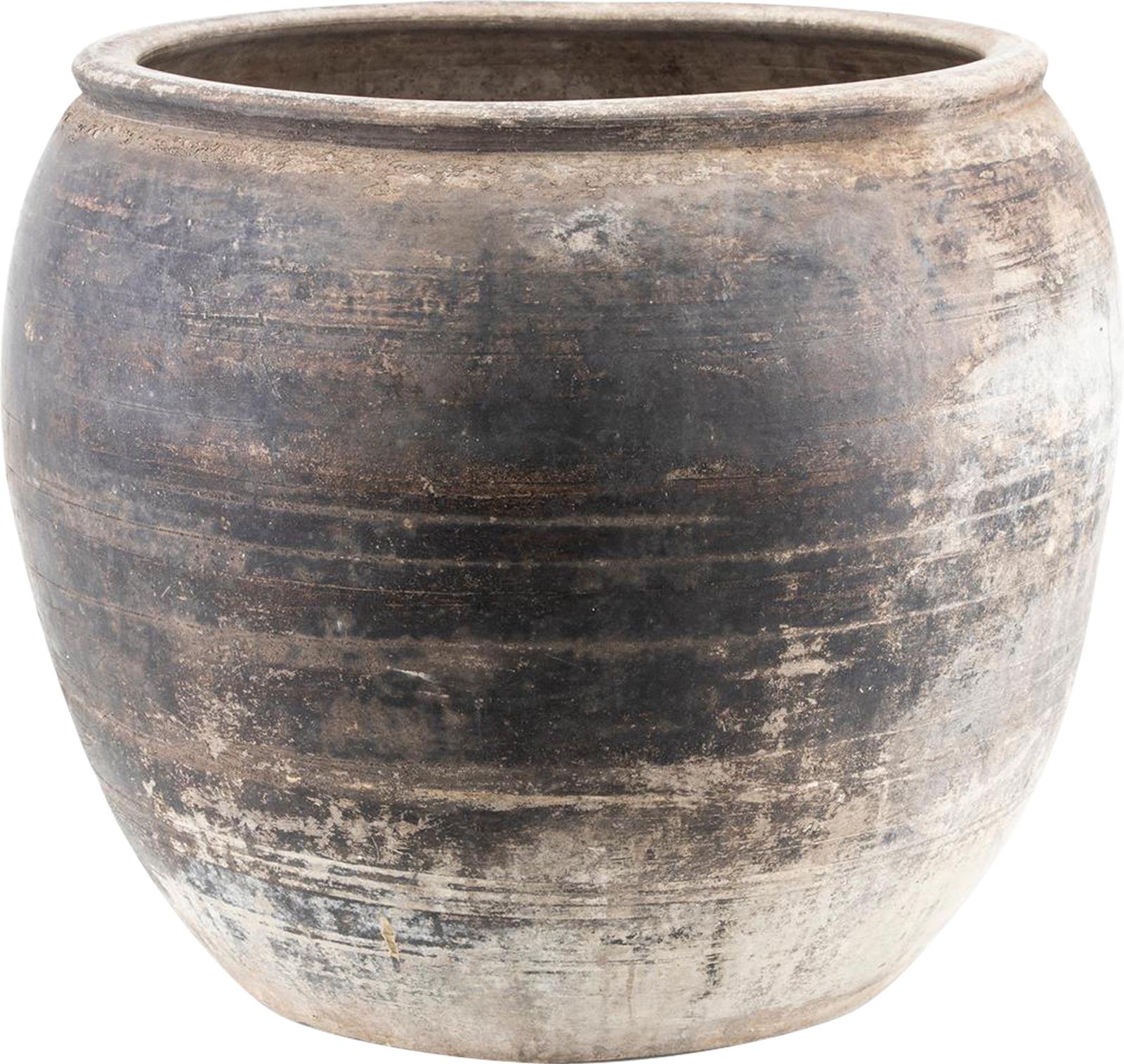 Water Jar Vase Vintage Large Gray Pottery Ceramic Handmade Hand-Cra-Image 5