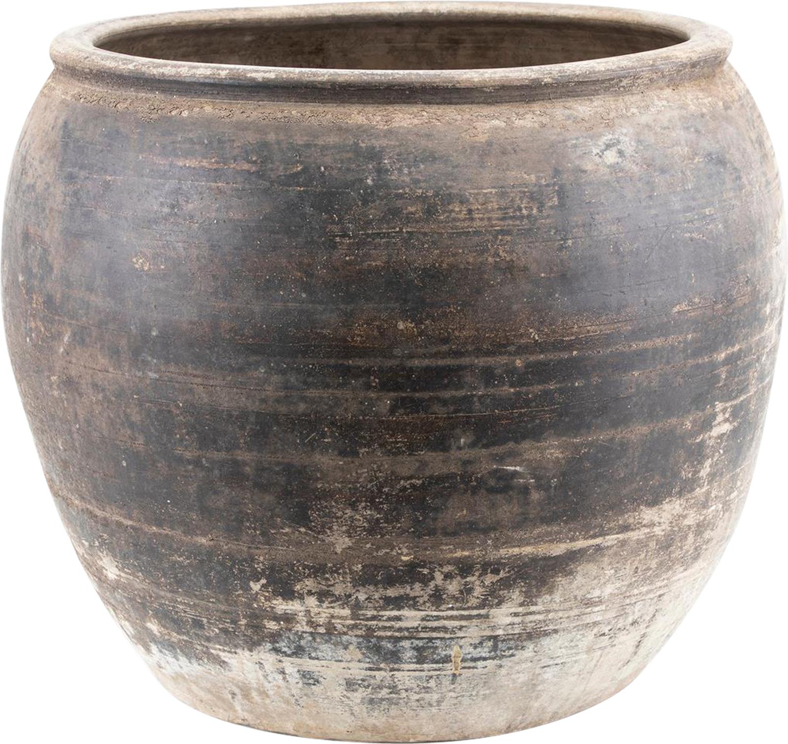 Water Jar Vase Vintage Large Gray Pottery Ceramic Handmade Hand-Cra-Image 6