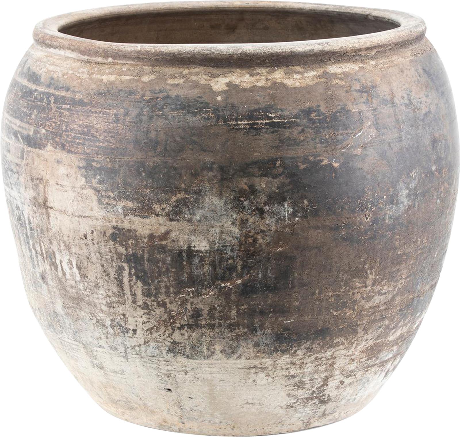 Water Jar Vase Vintage Large Gray Pottery Ceramic Handmade Hand-Cra-Image 7