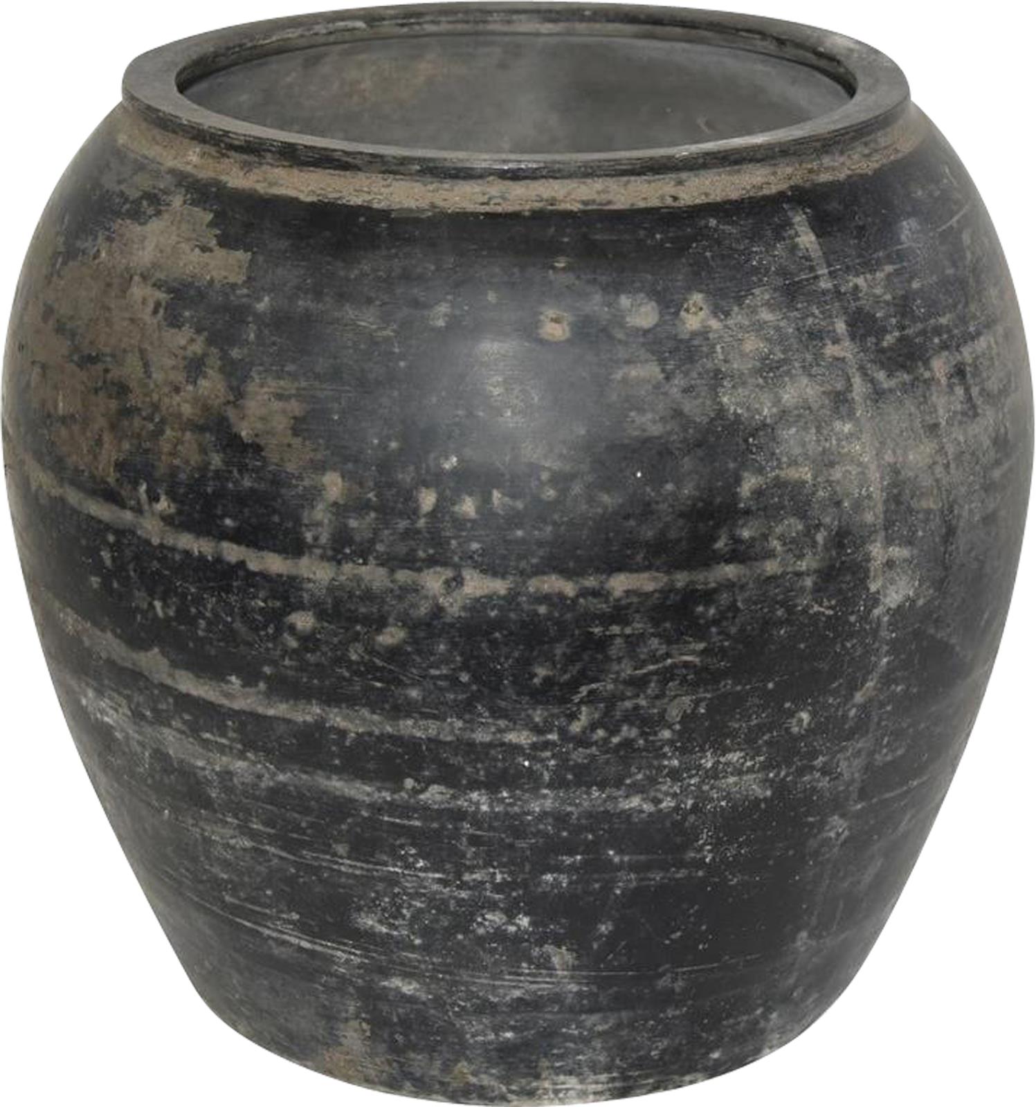 Water Jar Vase Vintage Large Gray Pottery Ceramic Handmade Hand-Cra-Image 9