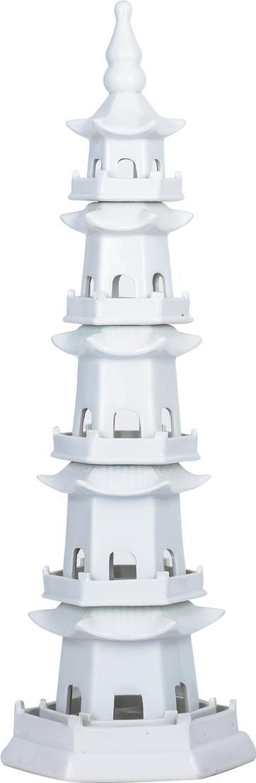Sculpture Pagoda White Ceramic Hand-Crafted-Image 1