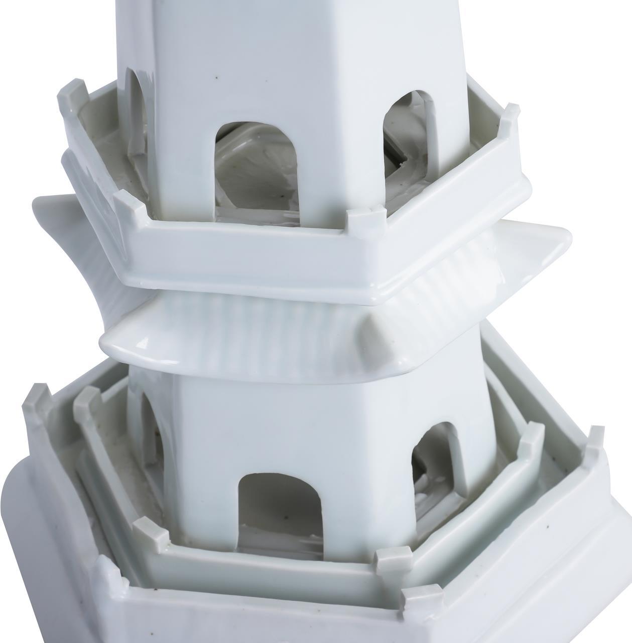 Sculpture Pagoda White Ceramic Hand-Crafted-Image 2