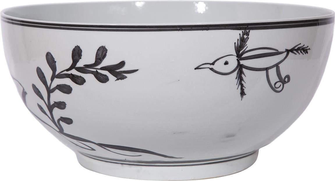 Bowl Flying Bird Vintage White Crackle High-Fired Porcelain Handmade-Image 2