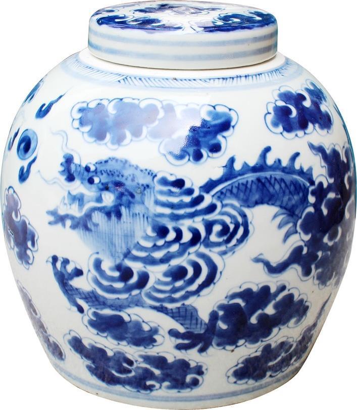 Ancestor Jar Dragon Cloud Vase White Colors May Vary Blue Variable Handmade-Image 1
