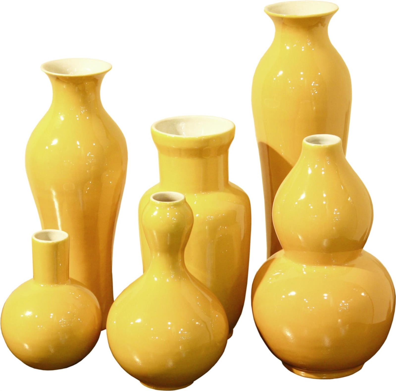 Vases Vase Assorted Colors May Vary Yellow Variable Set 6 Ceramic Handmade-Image 1