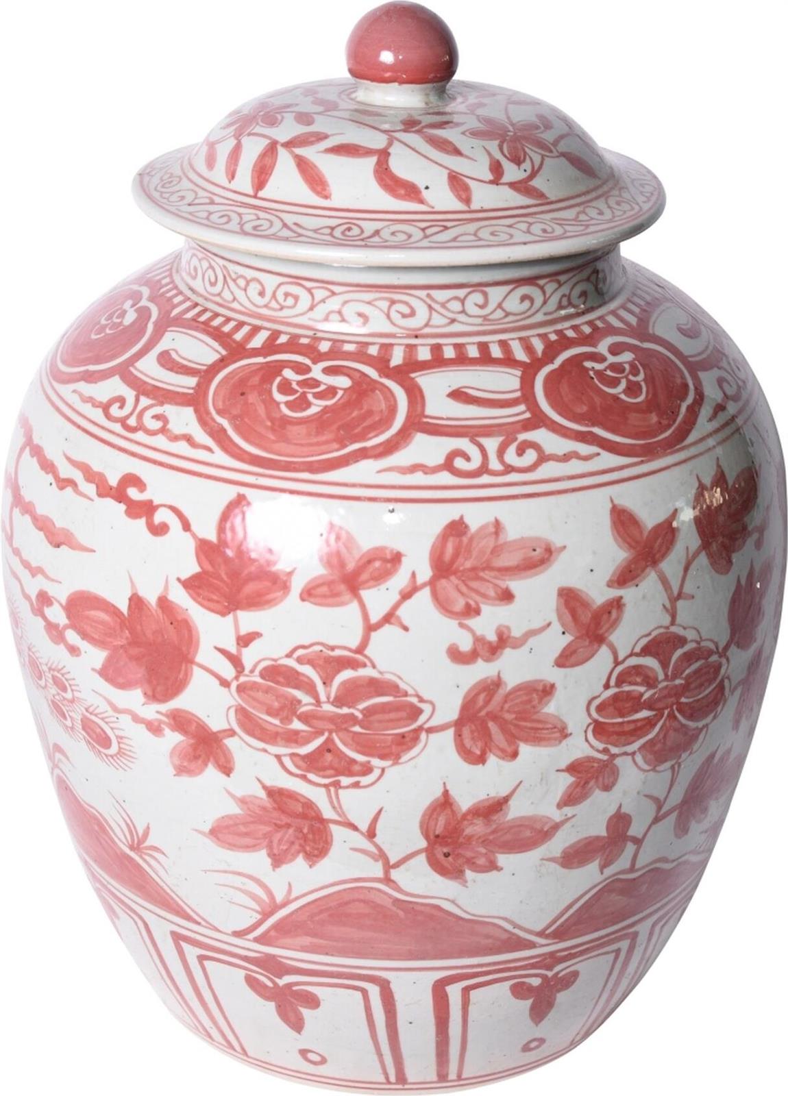 Ginger Jar Vase Bird Large Colors May Vary Coral Red Pink Variable Ceramic-Image 3