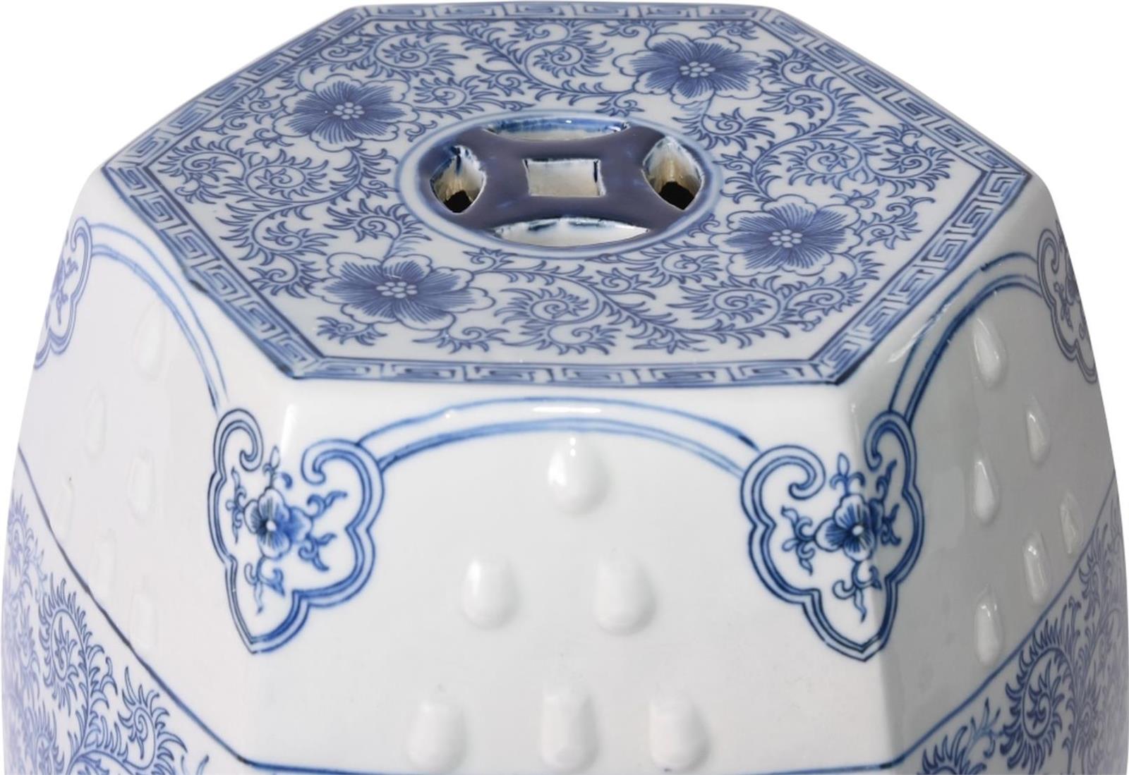 Stool Lotus Flower Backless Hexagonal Blue White Colors May Vary Variable-Image 1
