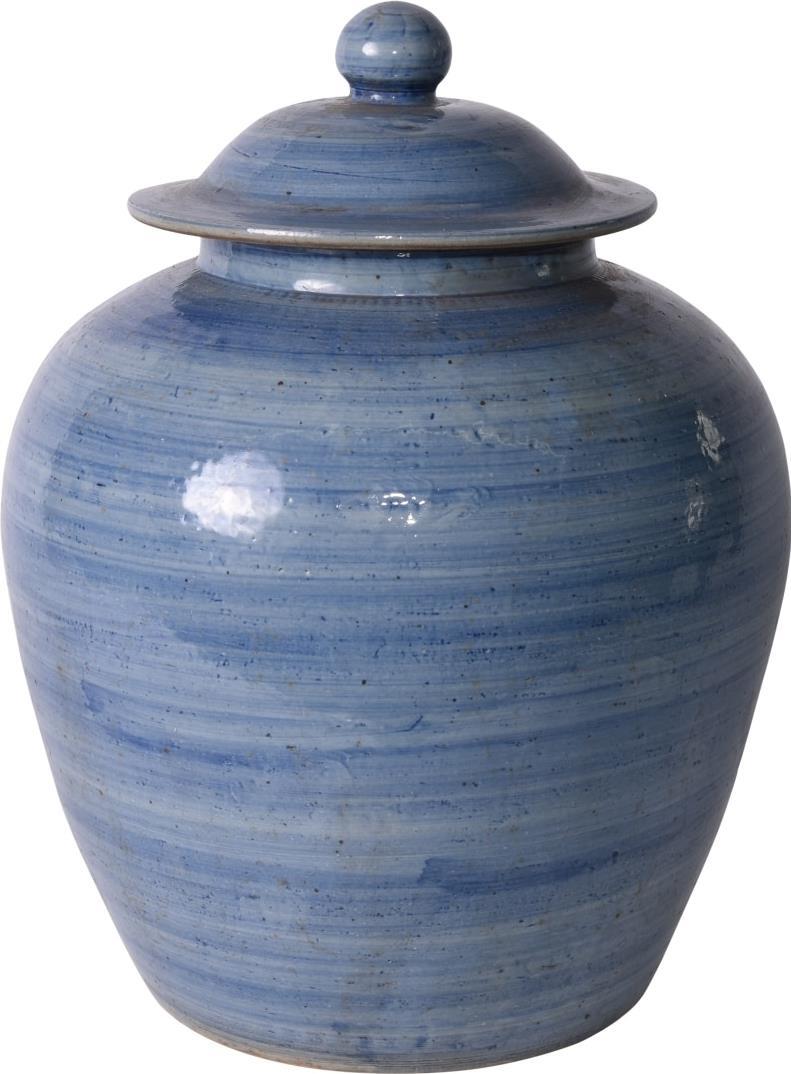 Jar Vase VILLAGE Lidded Denim Blue Colors May Vary Variable Ceramic Handmade-Image 1