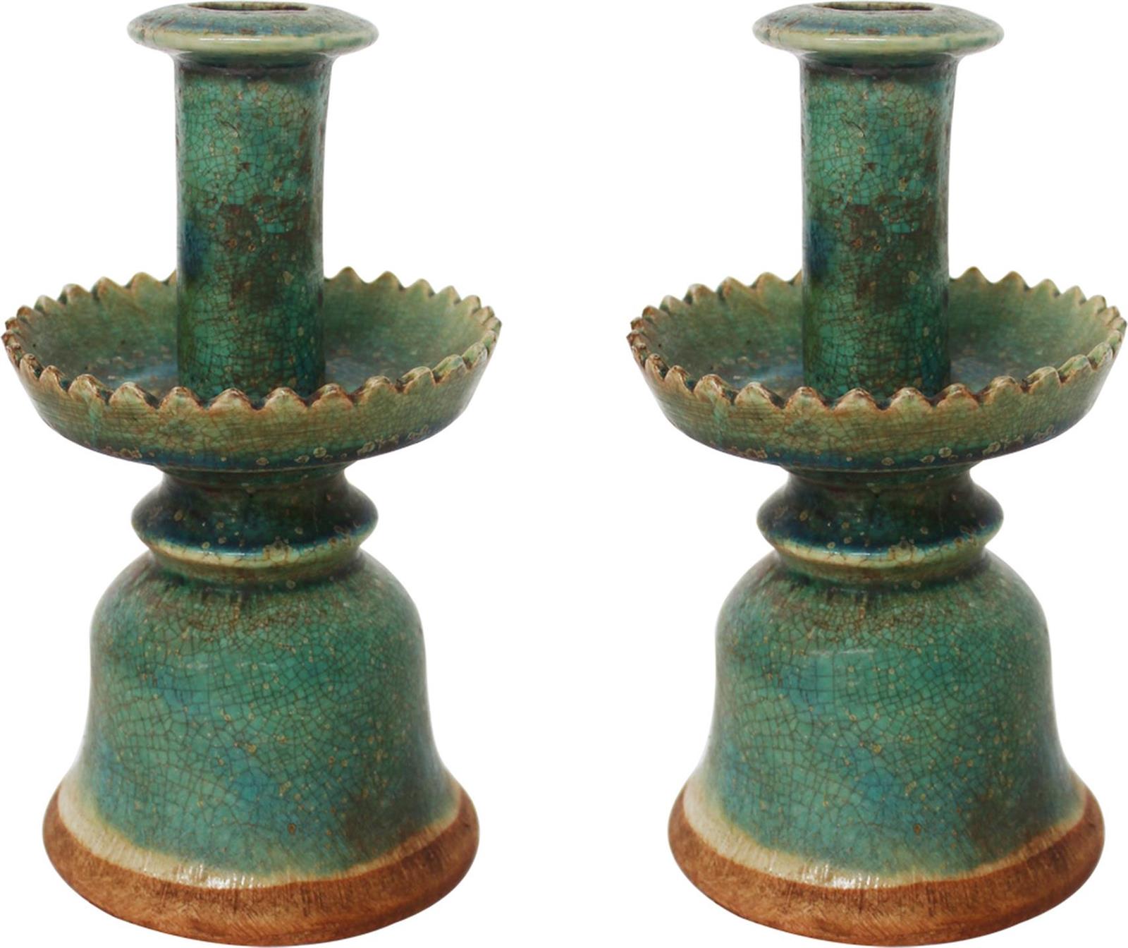 Candleholders Candleholder Candlestick Speckled Green Colors May Vary Variable-Image 2