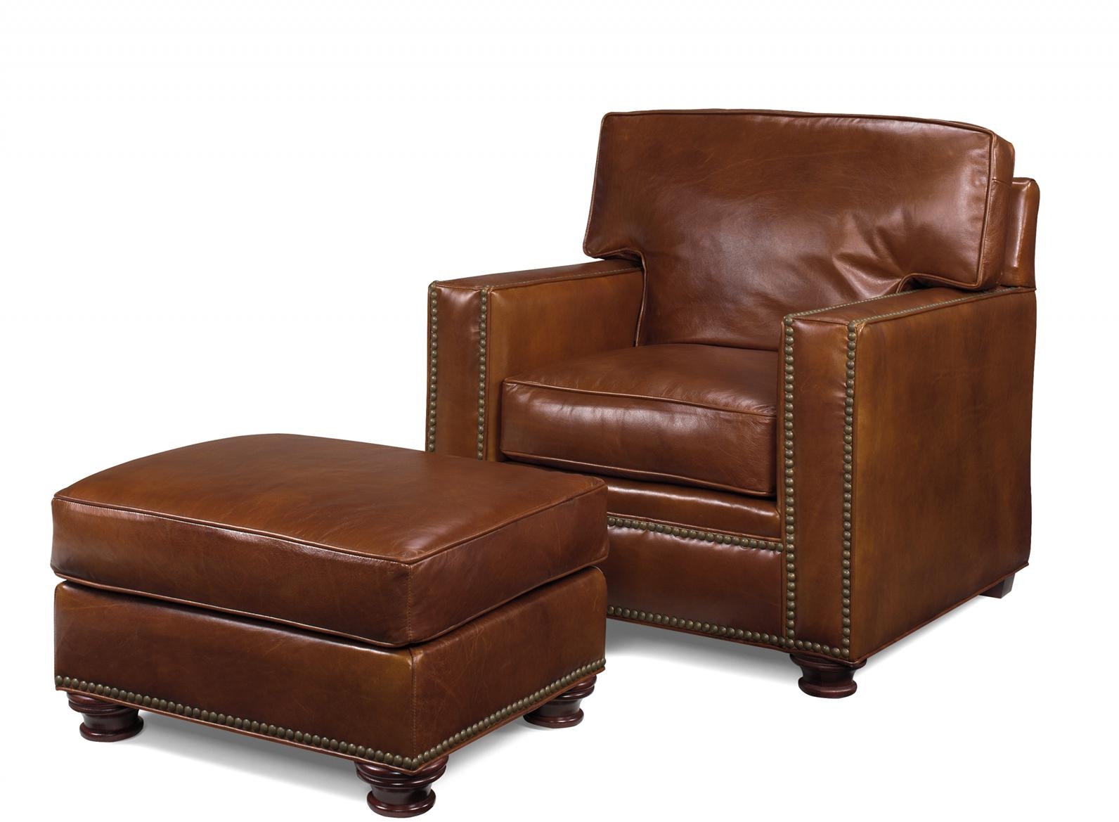 Accent Chair Occasional Traditional Antique Brown Leather Poly Fiber Seat Fill-Image 1