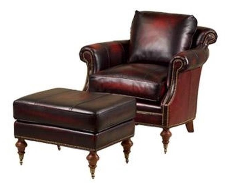 Ottoman Traditional Antique Oxblood Red Leather Poly Fiber Seat Fill-Image 1