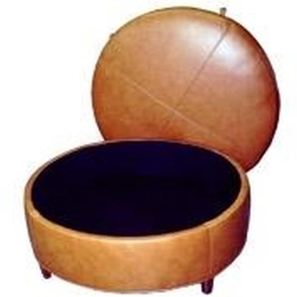 40 Ottoman Wood Leather Nailhead Trim Not Available Removable Leg Ha MK-552-Image 3
