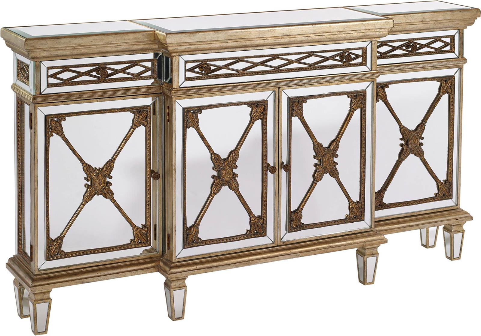 Console MAITLAND-SMITH FIRENZE Gold Gilded Highlights Silver Gilt Mirror Inlay-Image 1