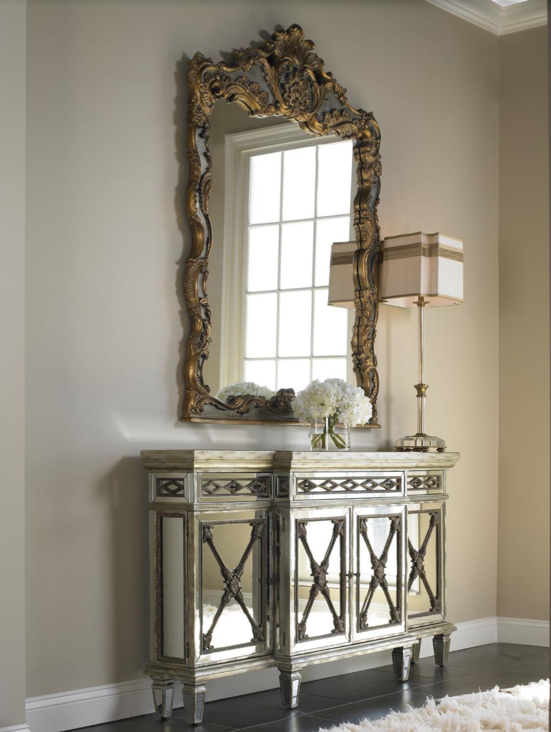 Console MAITLAND-SMITH FIRENZE Gold Gilded Highlights Silver Gilt Mirror Inlay-Image 2