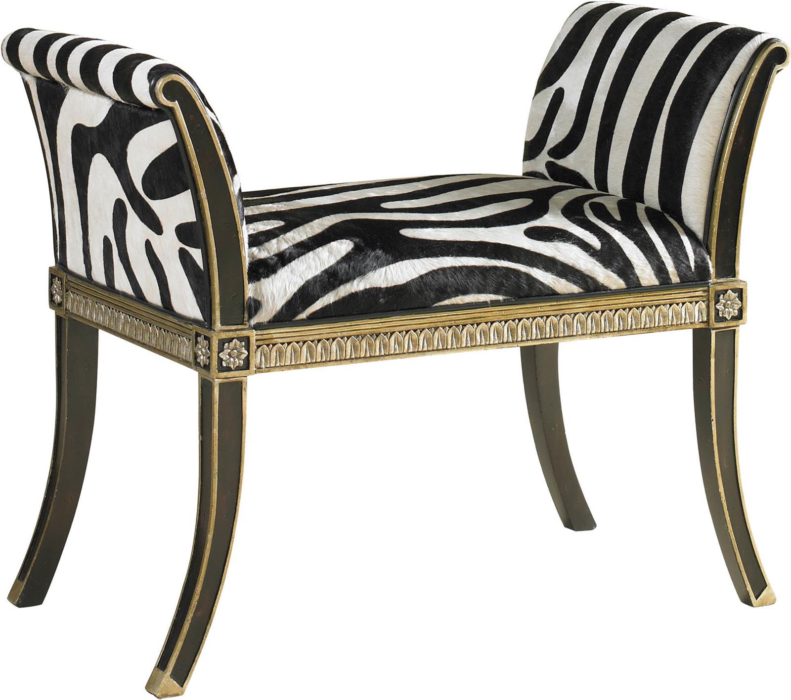 Bench MAITLAND-SMITH SAFARI Aubergine Zebra Upholstery Chablis Silver Accents-Image 1