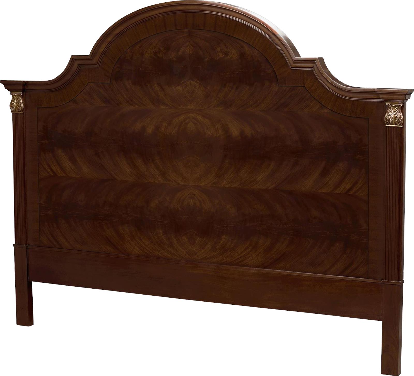 Headboard King Scarborough House Crotch Mahogany Fluted Columns Brass Accents-Image 1