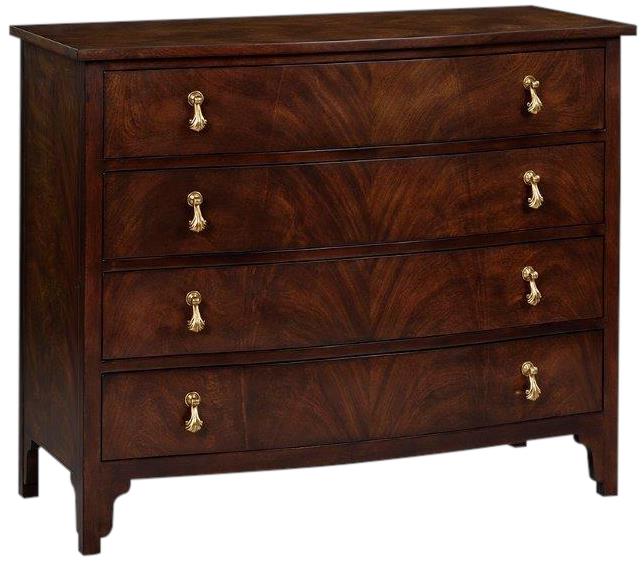 Chest Bow Front Solid Mahogany Swirl Syrup Brown Self Closing 4-Drawers-Image 1