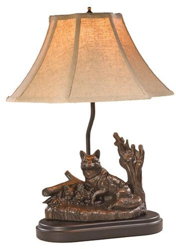 Sculpture Table Lamp TRADITIONAL Lodge Female Fox Chocolate Brown Resin-Image 1