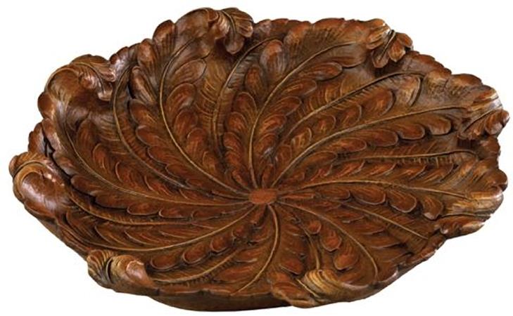Table-Top Tray MOUNTAIN Lodge Swirling Leaf Swirl Resin Hand-Painted Carved-Image 1