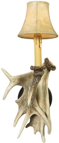 Wall Sconce MOUNTAIN Lodge Left Antler Deer 1-Light Ivory Resin Hand-Painted-Image 1