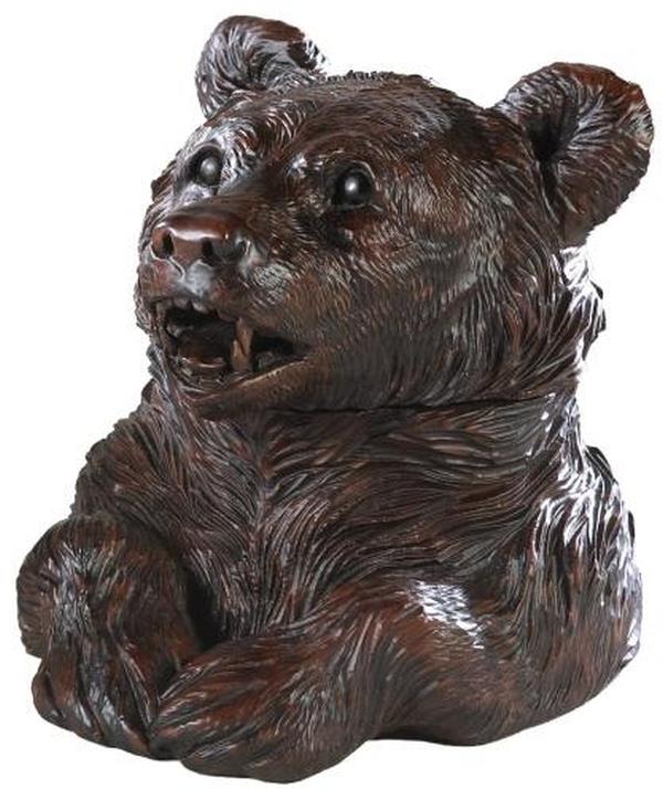 Box MOUNTAIN Lodge Bear Head Hinged Lid Chocolate Brown Resin Hand-Painted-Image 1